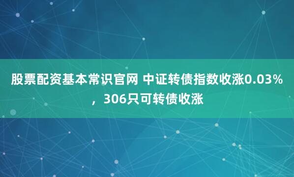 股票配资基本常识官网 中证转债指数收涨0.03%，306只可转债收涨
