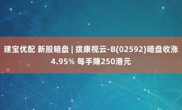 建宝优配 新股暗盘 | 拨康视云-B(02592)暗盘收涨4.95% 每手赚250港元